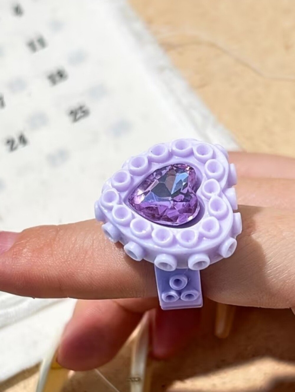 Lavender Heart Crystal Ring
